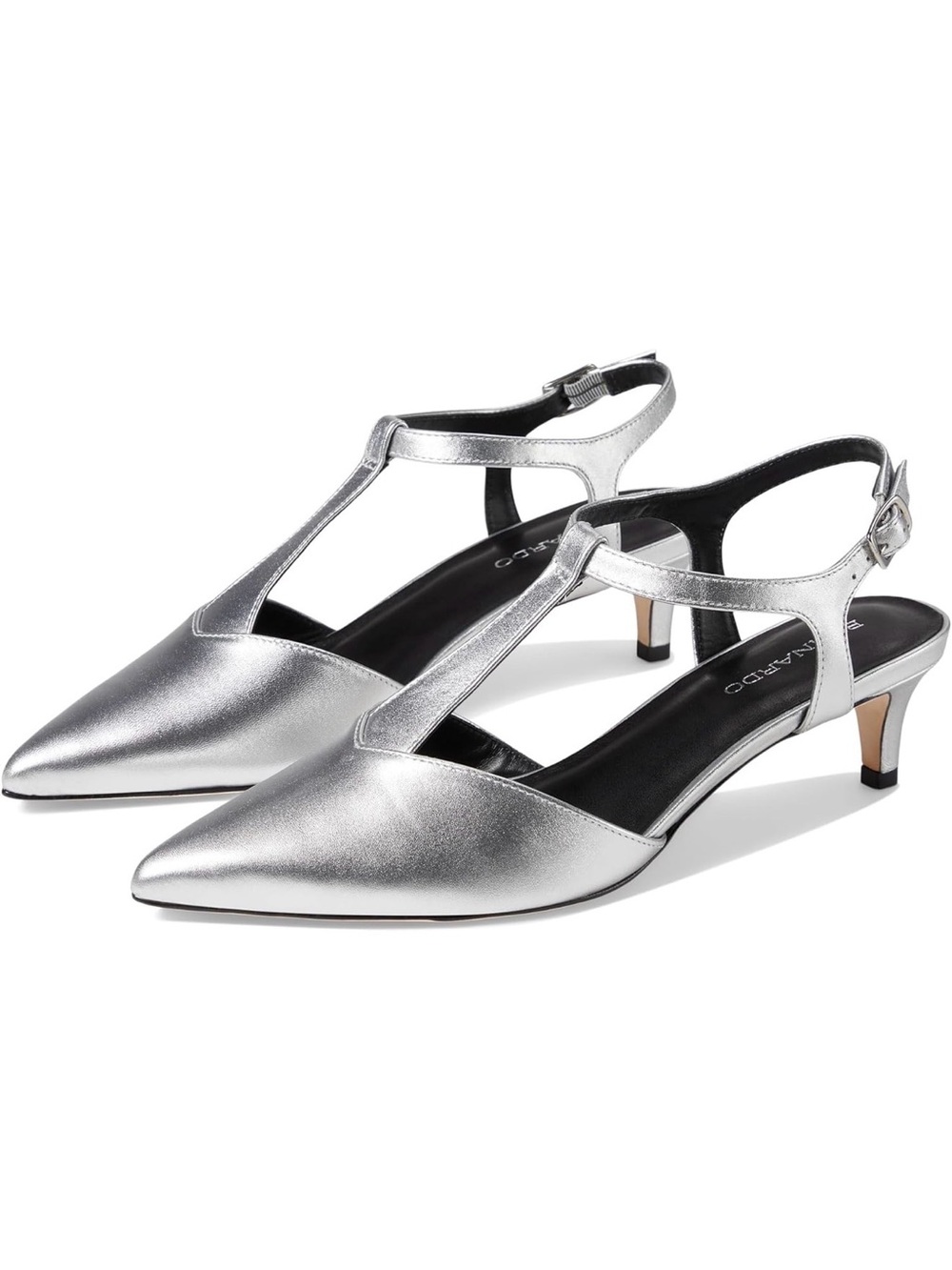 Bernardo Womens Malta Silver 7.5 Medium kitten heels